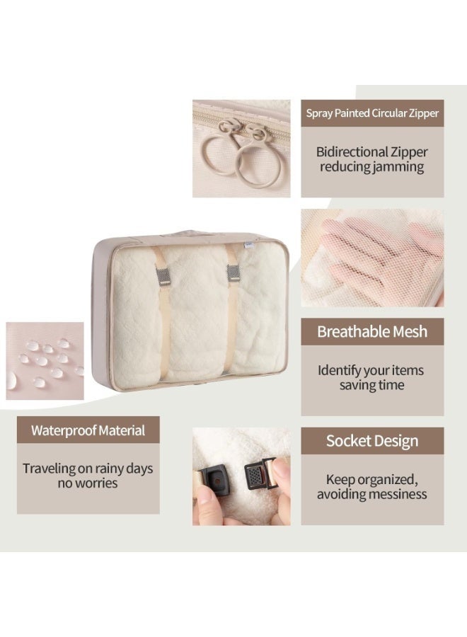 Arabest 8 Set Packing Cubes for Suitcases, Travel Luggage Organizer, Travel Packing Kit with Clothes Storage Bag, Shoe Bag, Laundry Bag, Underwear Bag Travel Essentials (Beige) - Image 4
